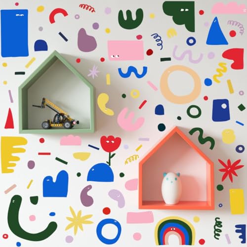 YIMEHDAN Abstract Shapes Wall Decal,Colorful Irregular Polka Dot Vinyl Wall Stickers, Removable Modern Geometric Artwork for Classroom Playroom Bedroom Decor - Image 2