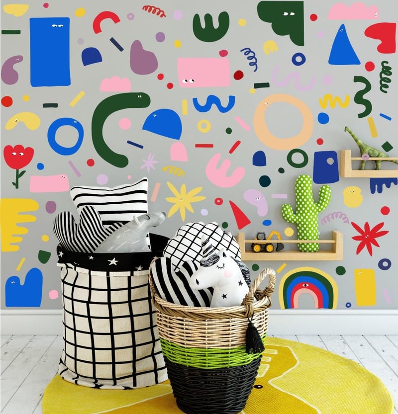 YIMEHDAN Abstract Shapes Wall Decal,Colorful Irregular Polka Dot Vinyl Wall Stickers, Removable Modern Geometric Artwork for Classroom Playroom Bedroom Decor - Image 3