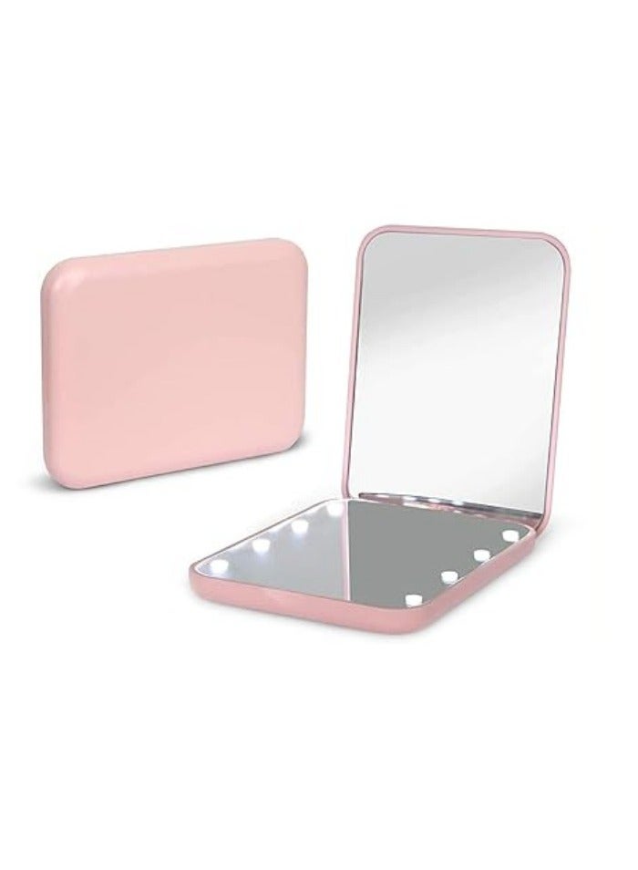 Pocket Mirror, 2X/1X Magnification LED Compact Travel Makeup Mirror with Light for Purse, 2-Sided, Portable, Folding, Handheld, Small Lighted Mirror for Gift - Image 1