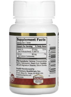 21st CENTURY Vitamin D3 to Support Bone and Muscle Health 25 mcg (1,000 IU) 60 Tablets  - Image 3