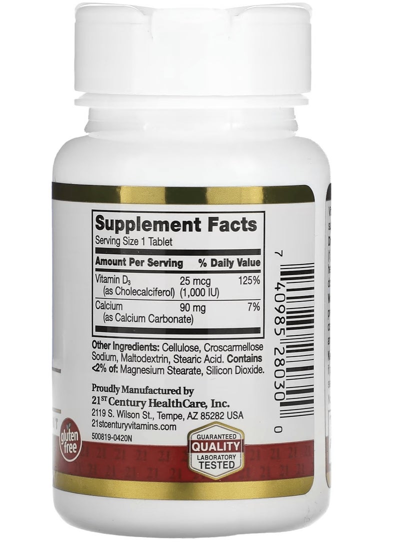 21st CENTURY - Vitamin D3 to Support Bone and Muscle Health 25 mcg (1,000 IU) 60 Tablets - Image 1