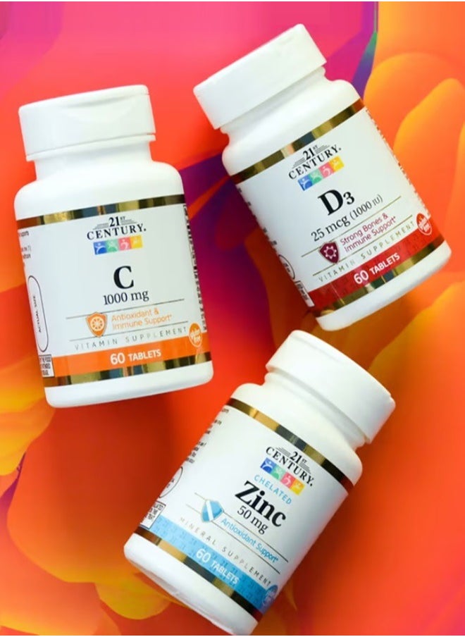 21st CENTURY - Vitamin D3 to Support Bone and Muscle Health 25 mcg (1,000 IU) 60 Tablets - Image 1