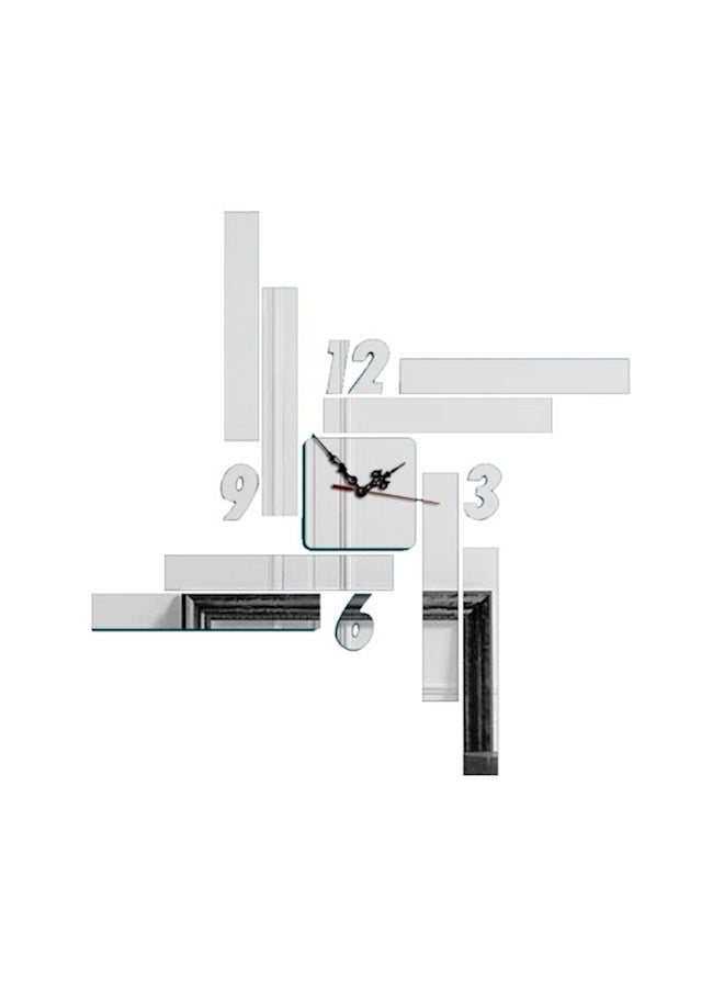 ساعة حائط رقمية بعقارب من الأكريليك أسود/ فضي