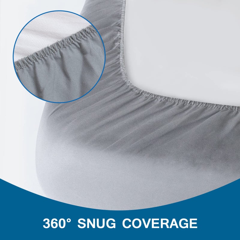 Coldwind Cot Sheets 31" x 75", 2 Pack Cot Size Sheet Fitted with Narrow Twin/Camp Bunk/Rvs Bunk/Guest Beds/Army Cots/Trifold Mattress, Super Soft Breathable Microfiber Bed Cover, Bottom Sheet, Gray - Image 3