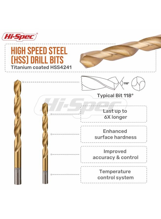 Hi-Spec 99pc Complete HSS Mixed Drill Bit Set – Discover Versatility with Titanium Coated HSS Steel Drill Bits for Metal, Wood, & Plastic. Round-the-Clock Tool Solution in a Compact Case - Image 3