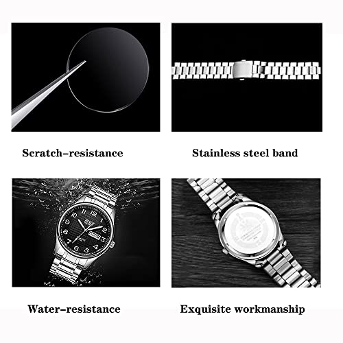 BOSCK Watch for Men,40mm Easy Read Auto Date and Day Stainless Steel Business Mens Watch，Gold-Gold - Image 5