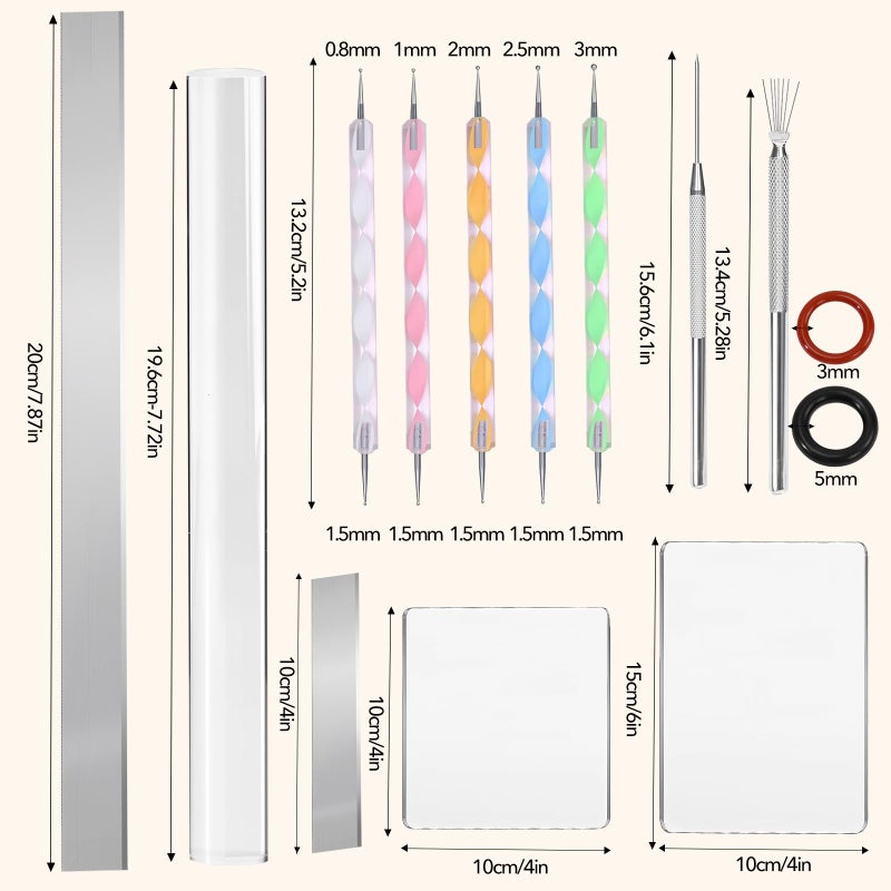 Wolwefa Polymer Clay Tools, Acrylic Clay Roller Pin, Polymer Clay Cutters Tools, Clear Rectangle Sheet Press Board Wire Texture Set Needle Detail Modelling Supplies - Image 2