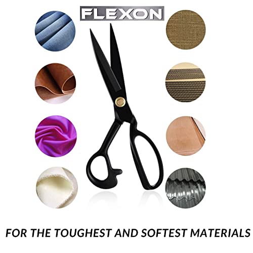 GEMSY Flexon 11 Inch Tailoring Scissors for Cloth Cutting | Big Sharp Quality Carbon Stainless Steel Clothing Sewing Fabric Cutter | Best Professional Scissor - Black - Set of 1 - Image 3