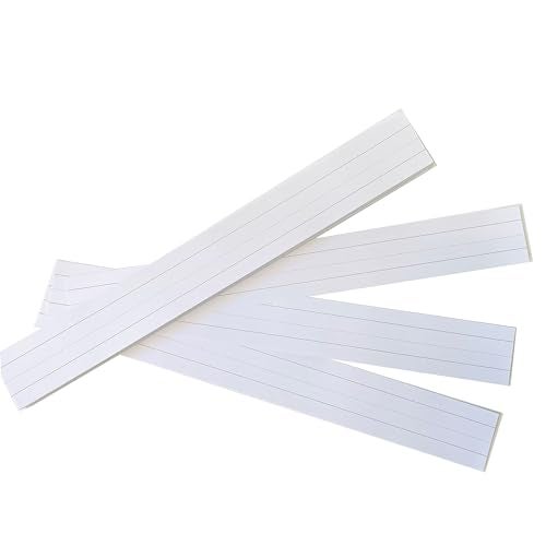 Reskid 100pk of 3 x 18in White Sentence Strips for Teachers - Cardstock Sentence Strips, Thick 80lb Cardstock Strips, Paper Strips, Made in America (Ruled, 3x18) - Image 1