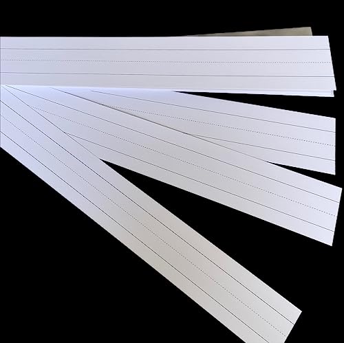 Reskid 100pk of 3 x 18in White Sentence Strips for Teachers - Cardstock Sentence Strips, Thick 80lb Cardstock Strips, Paper Strips, Made in America (Ruled, 3x18) - Image 2