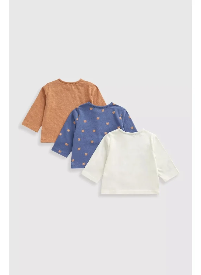mothercare Bear Club Long-Sleeved T-Shirts - 3 Pack