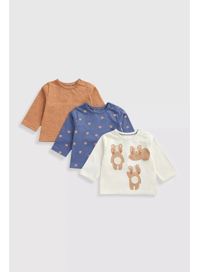 mothercare Bear Club Long-Sleeved T-Shirts - 3 Pack