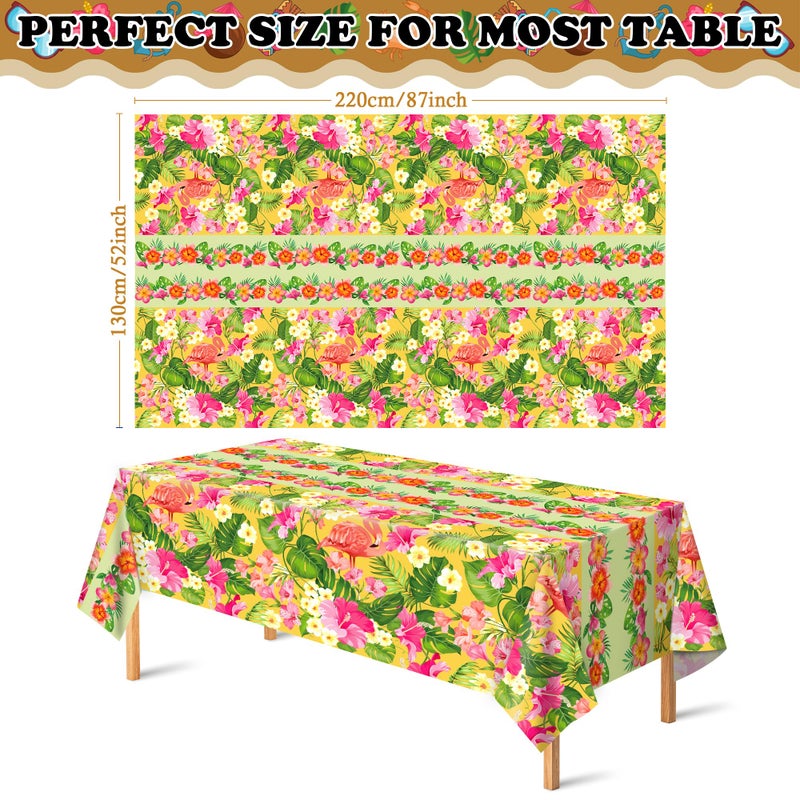 OHOME 2 Pack Luau Party Decorations - Plastic Tablecloth for Hawaiian Theme Party Decorations | Tropical Summer Beach Pool Birthday Backdrop Favors Supplies - Image 2