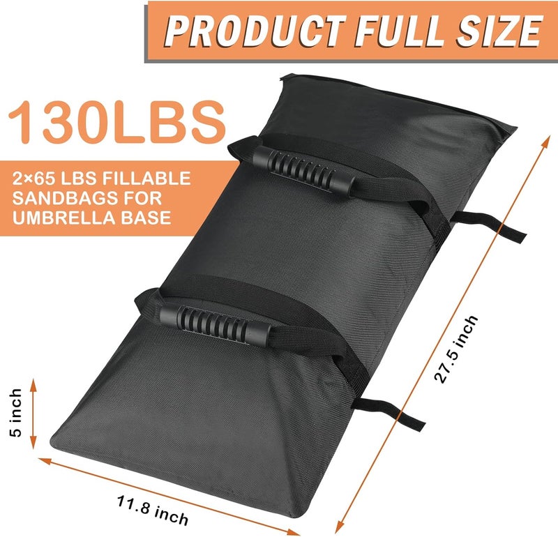 NVAAV 130LBS Extra Large Umbrella Base Weight Set of 2, Patio Fillable Sand Bags for Weight, Heavy-Duty Furniture Outdoor Weights for Umbrella Stand Patio Garden Backyard, Black(Without Sand) - Image 3