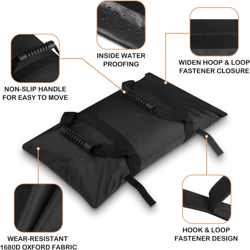 NVAAV 130LBS Extra Large Umbrella Base Weight Set of 2, Patio Fillable Sand Bags for Weight, Heavy-Duty Furniture Outdoor Weights for Umbrella Stand Patio Garden Backyard, Black(Without Sand) - Image 2