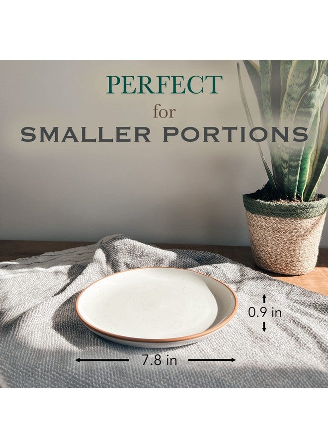 Mora Mora Ceramic Plates Set, 7.8 in - Set of 6 - The Dessert, Salad, Appetizer, Small Dinner etc Plate. Microwave, Oven, and Dishwasher Safe, Scratch Resistant. Kitchen Porcelain Dish - Vanilla White  - Image 2