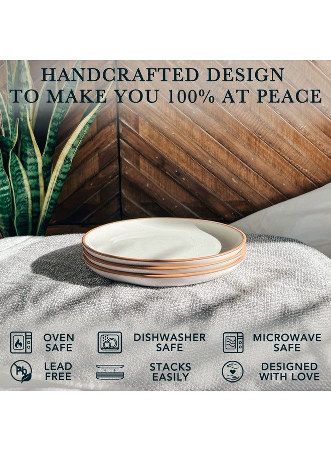 Mora Mora Ceramic Plates Set, 7.8 in - Set of 6 - The Dessert, Salad, Appetizer, Small Dinner etc Plate. Microwave, Oven, and Dishwasher Safe, Scratch Resistant. Kitchen Porcelain Dish - Vanilla White  - Image 4