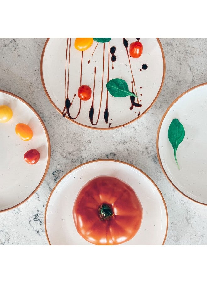 Mora Mora Ceramic Plates Set, 7.8 in - Set of 6 - The Dessert, Salad, Appetizer, Small Dinner etc Plate. Microwave, Oven, and Dishwasher Safe, Scratch Resistant. Kitchen Porcelain Dish - Vanilla White  - Image 5