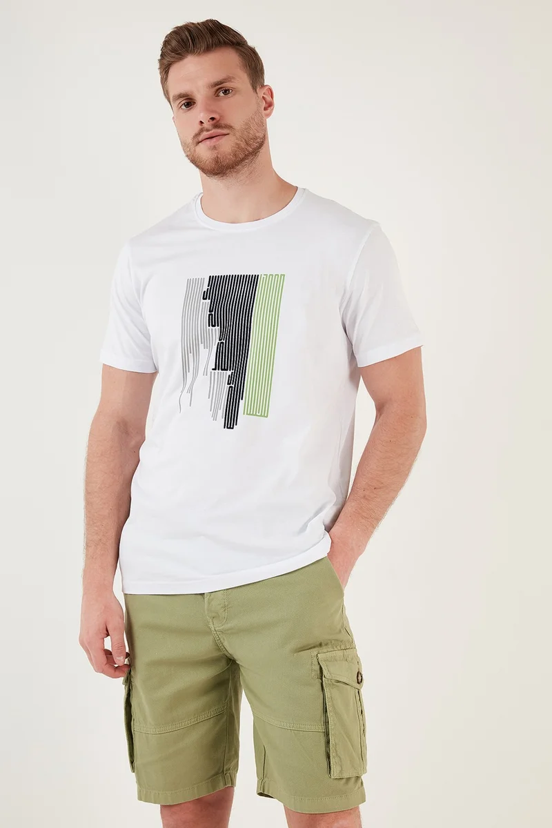 Buratti Printed Cotton Slim Fit Crew Neck T Shirt Men's T Shirt 646B3780