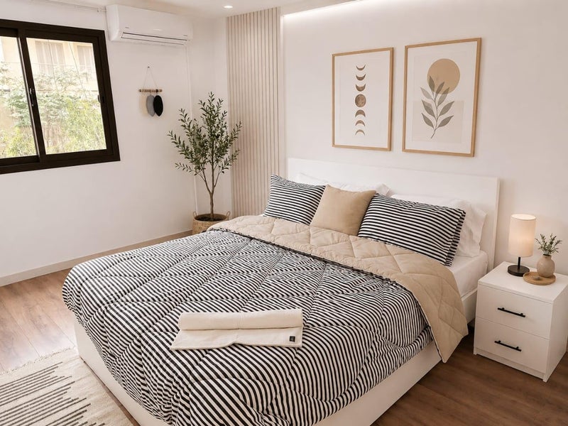 Black And White Striped Duvet Cover Set With Cafe Back 220x240cm