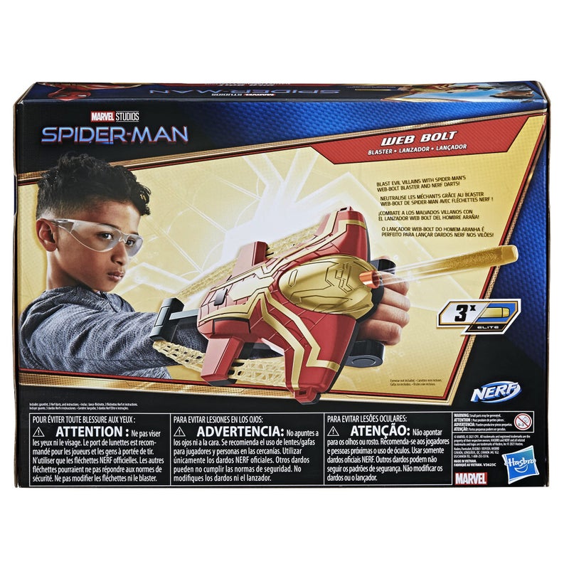 سبايدر مان Spider-Man Marvel Web Bolt Nerf Blaster Toy for Kids Design المستوحى من الأفلام ، ويشمل 3 نخبة nerf rabts للأطفال الذين تتراوح أعمارهم بين 5 سنوات وما فوق - Image 4
