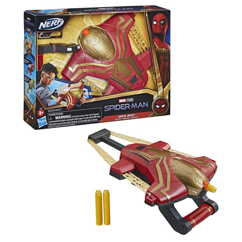 سبايدر مان Spider-Man Marvel Web Bolt Nerf Blaster Toy for Kids Design المستوحى من الأفلام ، ويشمل 3 نخبة nerf rabts للأطفال الذين تتراوح أعمارهم بين 5 سنوات وما فوق - Image 2
