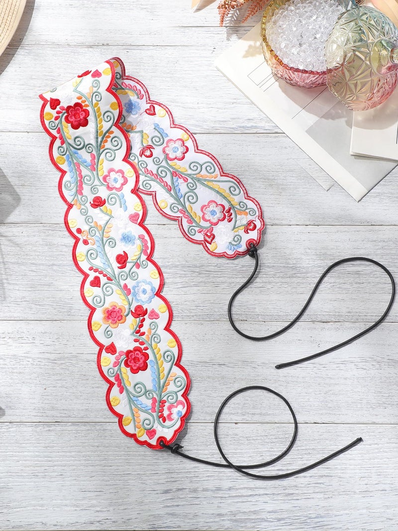 Jeere Women Embroidered Mexican Belt for Dress Floral Traditional Fiesta Waist Sash Cinco De Mayo Luau Party Outfit(Fresh) - Image 4