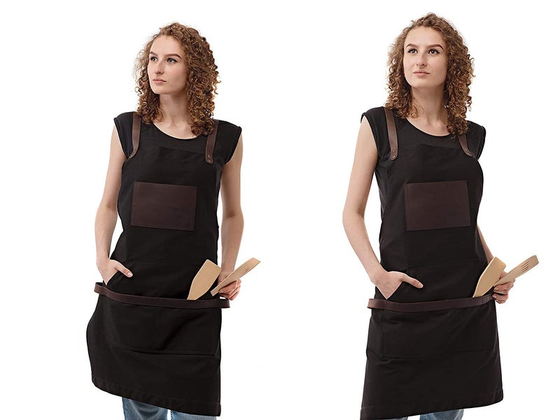 Priti - Work Apron in Non-Waxed Canvas with Cross Straps Adjustable - Image 5