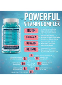 Ocean Biotin Collagen Keratin Gummies for Hair, Nails and Skin, Hair Regrowth Vitamin, Skin Nail Biotin Collagen Gummies, Promotes Smooth Skin and Replenishes Lost Collagen-60 Sweets  - Image 3