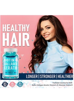Ocean Biotin Collagen Keratin Gummies for Hair, Nails and Skin, Hair Regrowth Vitamin, Skin Nail Biotin Collagen Gummies, Promotes Smooth Skin and Replenishes Lost Collagen-60 Sweets  - Image 4
