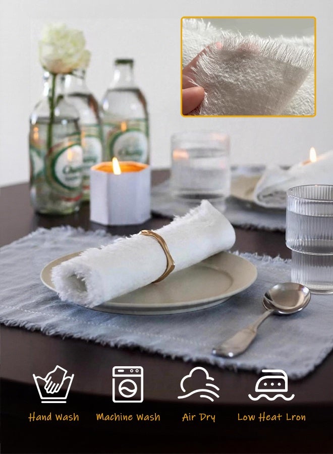 Furlale 12 Pack Cotton Linen Cloth Napkins , 42x42cm Handmade Fringe Dinner Napkins, Reusable Beige Table Napkins for Wedding Party Home Decor - Image 5