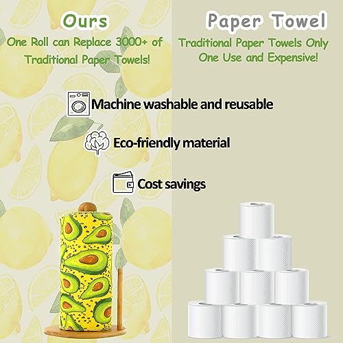 ROGITU 25 Pack Reusable Paper Towels, Paperless Towels Roll Washable Cotton Cloth for Kitchen Towels Zero Waste Products Alternative Paper Towels Alternative (Fruit01) - Image 3