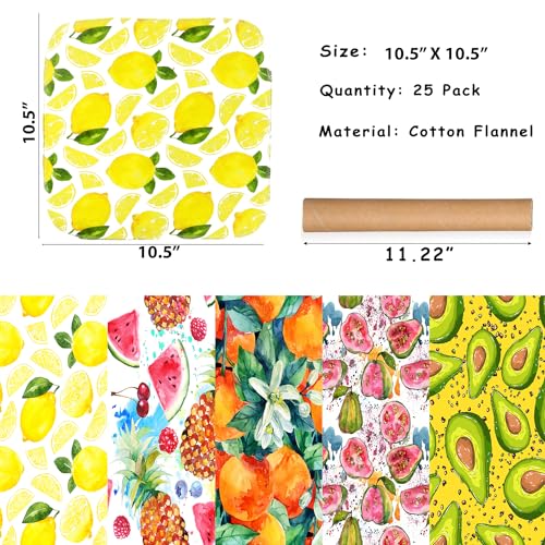 ROGITU 25 Pack Reusable Paper Towels, Paperless Towels Roll Washable Cotton Cloth for Kitchen Towels Zero Waste Products Alternative Paper Towels Alternative (Fruit01) - Image 2