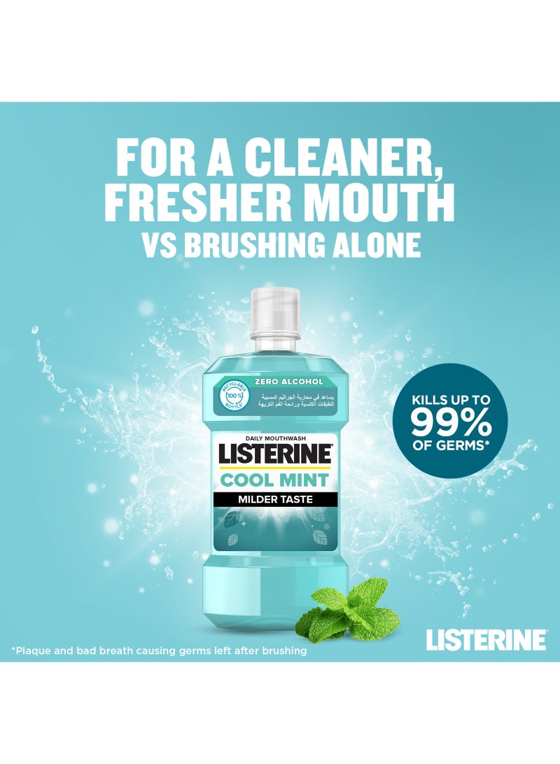 Listerine Cool Mint Milder Taste Zero Alcohol Daily Mouthwash 3 x 500ml - Image 2