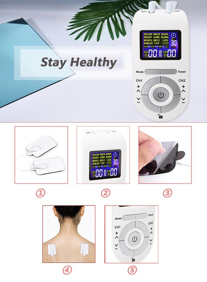 NIBEMINENT 12 Modes TENS & EMS Electronic Pulse Massager with 4 Pads for Back and Shoulder Pain Relief and Muscle Strength - Image 5