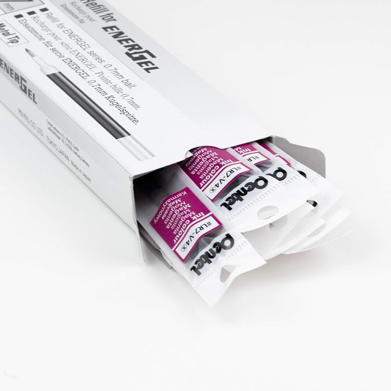 Pentel Refill Ink - For EnerGel Gel Pen, 0.7mm Metal Tip, Medium, Magenta Ink, 12 pack (LR7-V4) - Image 2