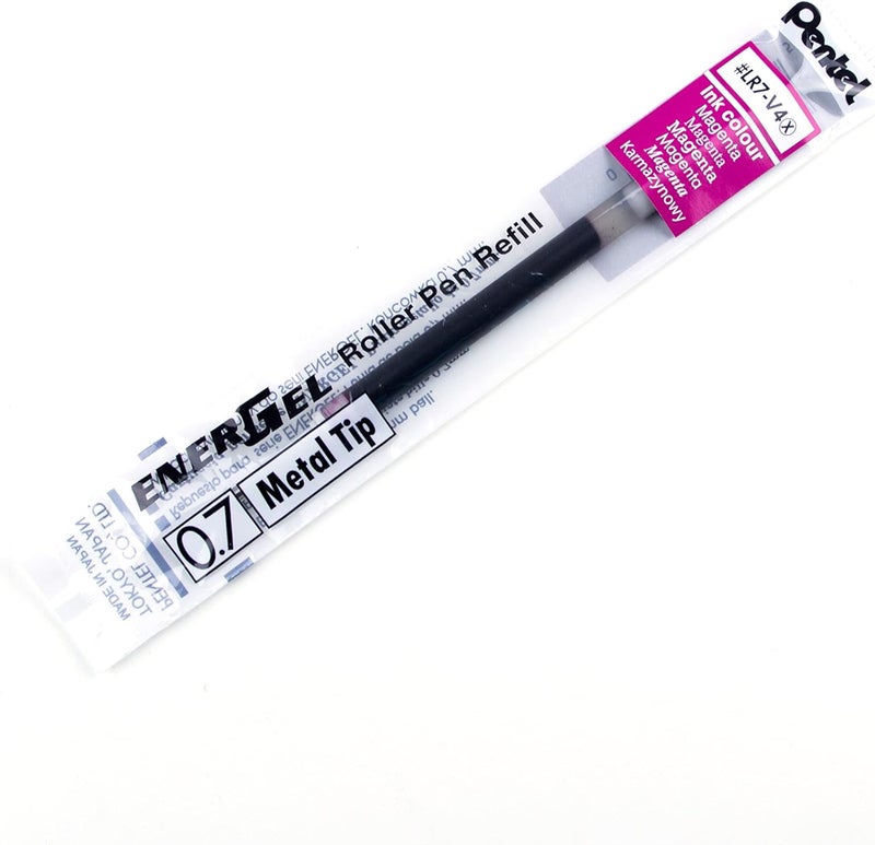 Pentel Refill Ink - For EnerGel Gel Pen, 0.7mm Metal Tip, Medium, Magenta Ink, 12 pack (LR7-V4) - Image 4