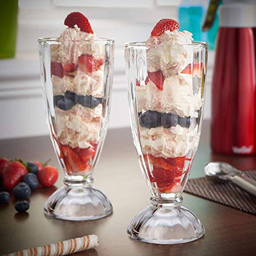 SkyKey Transparent Classic Ice Cream Glass Sundae Milkshake Smoothie Dessert Glasses Cup_2 Pcs - Image 2
