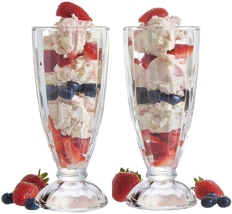 SkyKey Transparent Classic Ice Cream Glass Sundae Milkshake Smoothie Dessert Glasses Cup_2 Pcs - Image 5