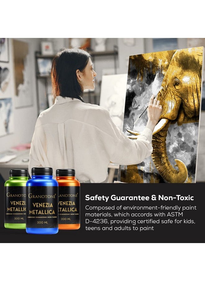 Granotone - GRANOTONE Venezia Metallic Acrylic Paint, 200 ML - Extra Sheen, Non-Fading, Indoor/Outdoor, Non-Toxic, Multi-Surface - For Artists, Hobbyists & Kids - Made in India (PINK) - Image 1