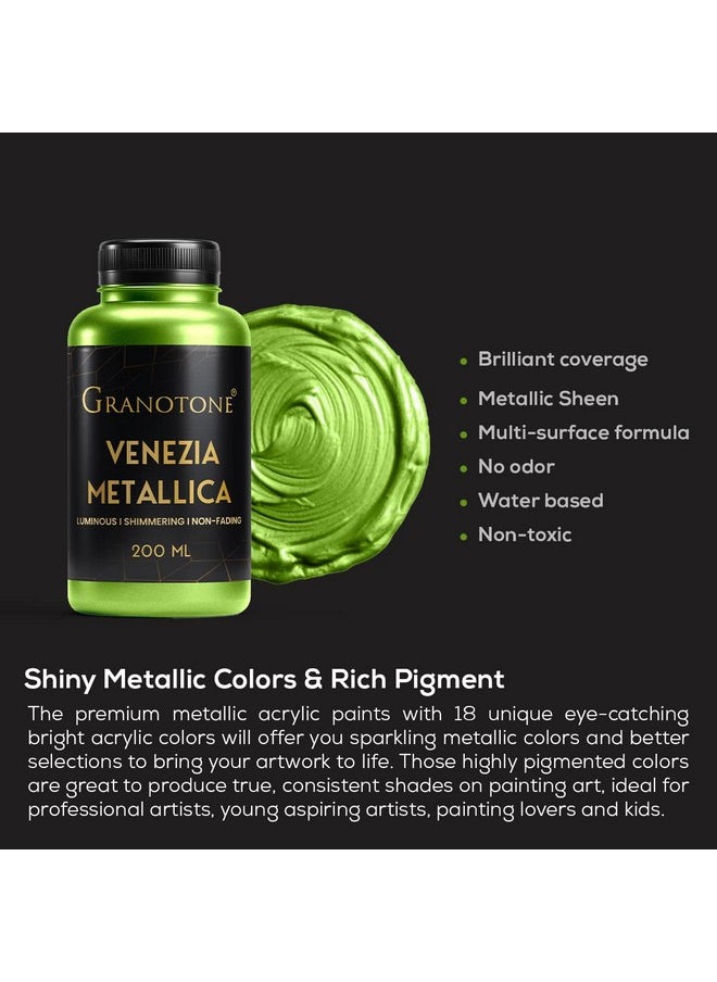 Granotone - GRANOTONE Venezia Metallic Acrylic Paint, 200 ML - Extra Sheen, Non-Fading, Indoor/Outdoor, Non-Toxic, Multi-Surface - For Artists, Hobbyists & Kids - Made in India (PINK) - Image 1