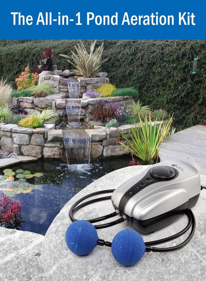 AquaMiracle All-in-One Koi Pond Aerator for Outdoor Ponds up to 1000 Gallons, Pond Air Pump Pond Aeration System with Double Outlet Airline Tubing Air Stones Check Valves - Image 2
