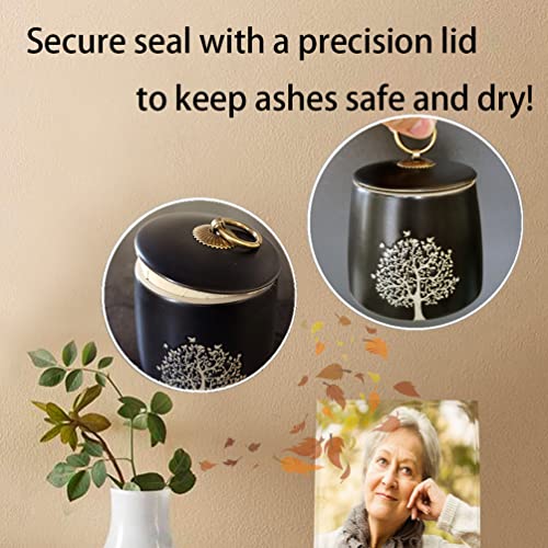 LitLife Small Cremation Urns for Human Ashes Adult Male Female - Tree of Life Black Decorative Urns Mini Pet Urn for Dogs Cats Ashes Keepsake Memorial Box Funeral Set Burial Urns for Cremated Remains Ash Vial - Image 3