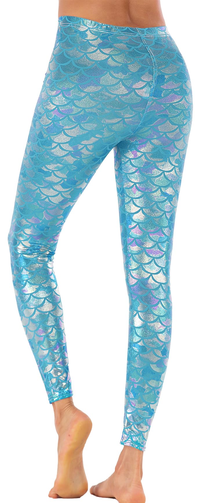 Alaroo Halloween Shiny Fish Scale Mermaid Leggings for Women Pants L - Image 4