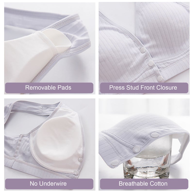 Women Nursing Bra Front Closure No Underwire Padded Soft Bralettes for Maternity Sleeping - Image 5