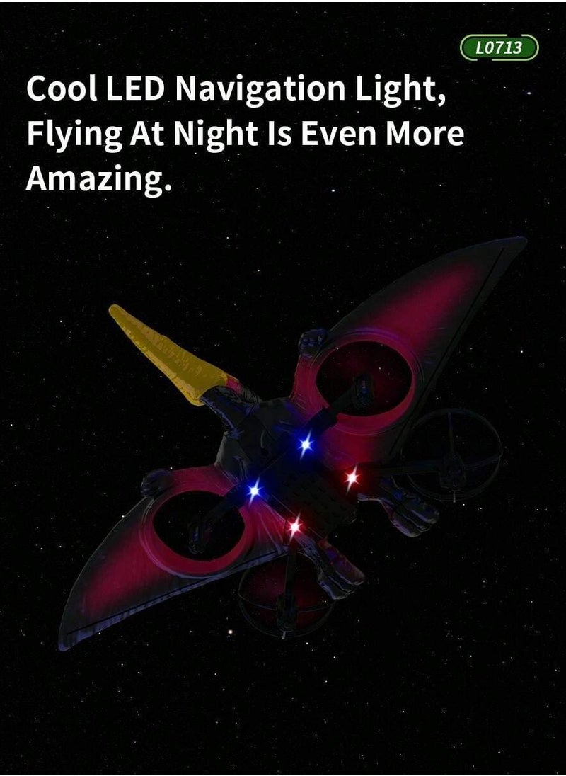 null - RC Pterosaur Plane – 2.4GHz Remote Control Quadcopter with Fixed-Wing Design, Auto Hover, 360° Stunts, Durable EPP Foam, LED Lights, USB Charging, Perfect for Kids, Beginners & Adults Remote Control Aircraft - Image 1