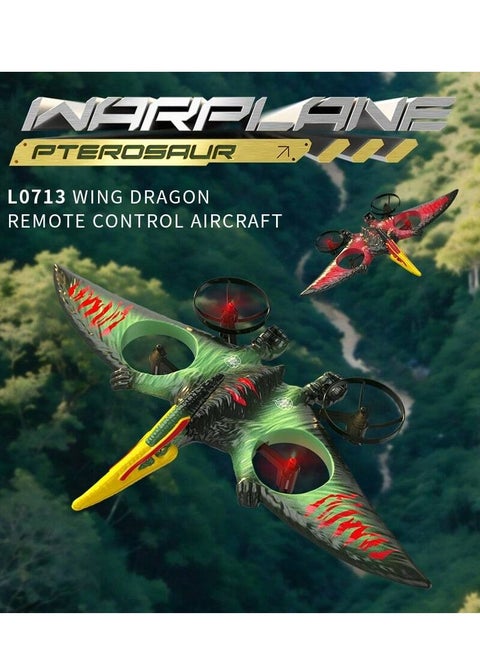RC Pterosaur Plane – 2.4GHz Remote Control Quadcopter with Fixed-Wing Design, Auto Hover, 360° Stunts, Durable EPP Foam, LED Lights, USB Charging, Perfect for Kids, Beginners & Adults Remote Control Aircraft