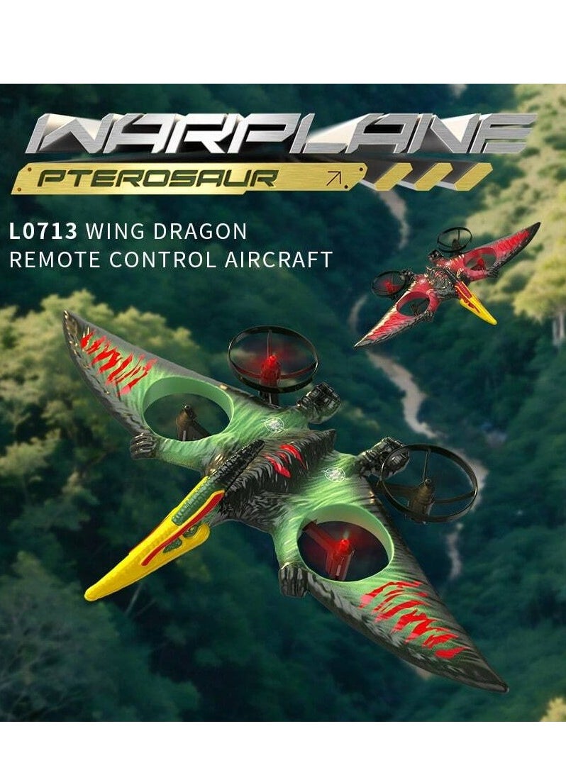 null - RC Pterosaur Plane – 2.4GHz Remote Control Quadcopter with Fixed-Wing Design, Auto Hover, 360° Stunts, Durable EPP Foam, LED Lights, USB Charging, Perfect for Kids, Beginners & Adults Remote Control Aircraft - Image 1