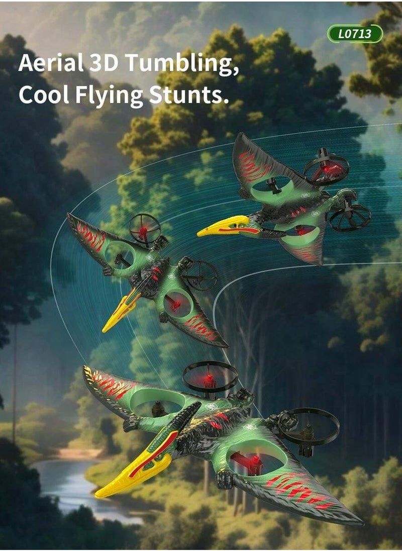 null - RC Pterosaur Plane – 2.4GHz Remote Control Quadcopter with Fixed-Wing Design, Auto Hover, 360° Stunts, Durable EPP Foam, LED Lights, USB Charging, Perfect for Kids, Beginners & Adults Remote Control Aircraft - Image 1