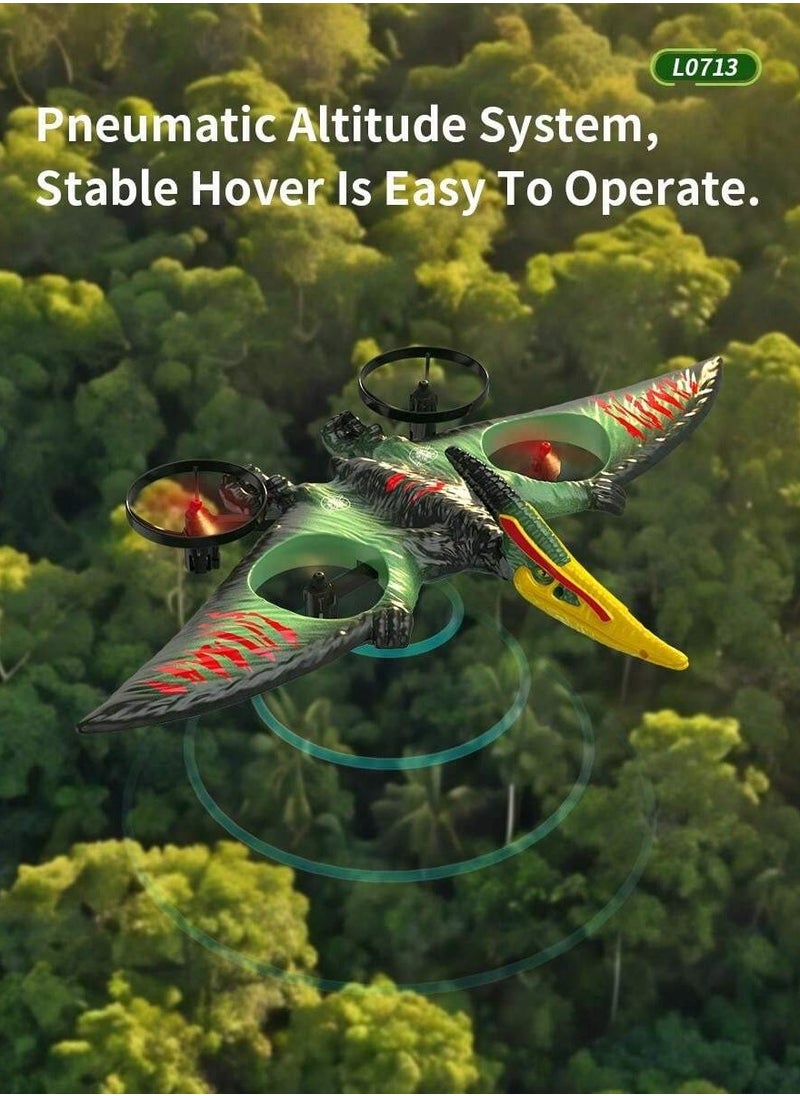 null - RC Pterosaur Plane – 2.4GHz Remote Control Quadcopter with Fixed-Wing Design, Auto Hover, 360° Stunts, Durable EPP Foam, LED Lights, USB Charging, Perfect for Kids, Beginners & Adults Remote Control Aircraft - Image 1